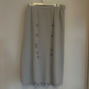 St. John Gray Pencil Skirt with Button Details